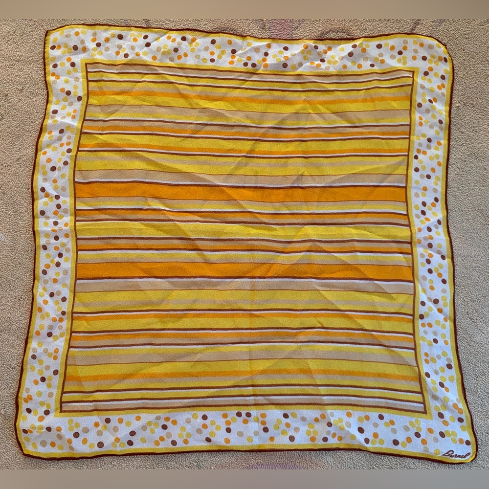 Vintage Burmel Striped Polka Dot Scarf 22x22